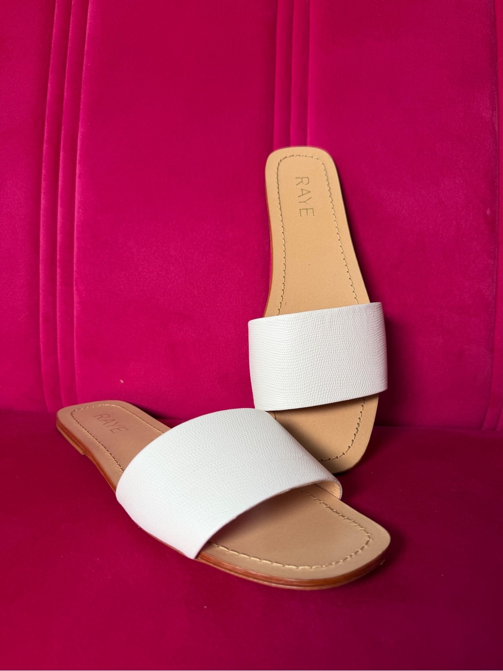 RAYE White Single-Band Slide Sandals
